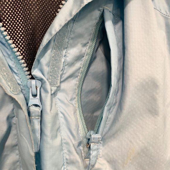 Athletic Works Rain Jacket Blue Nylon Hooded Lightweight Womens Size Med (8-10) - Picture 8 of 12